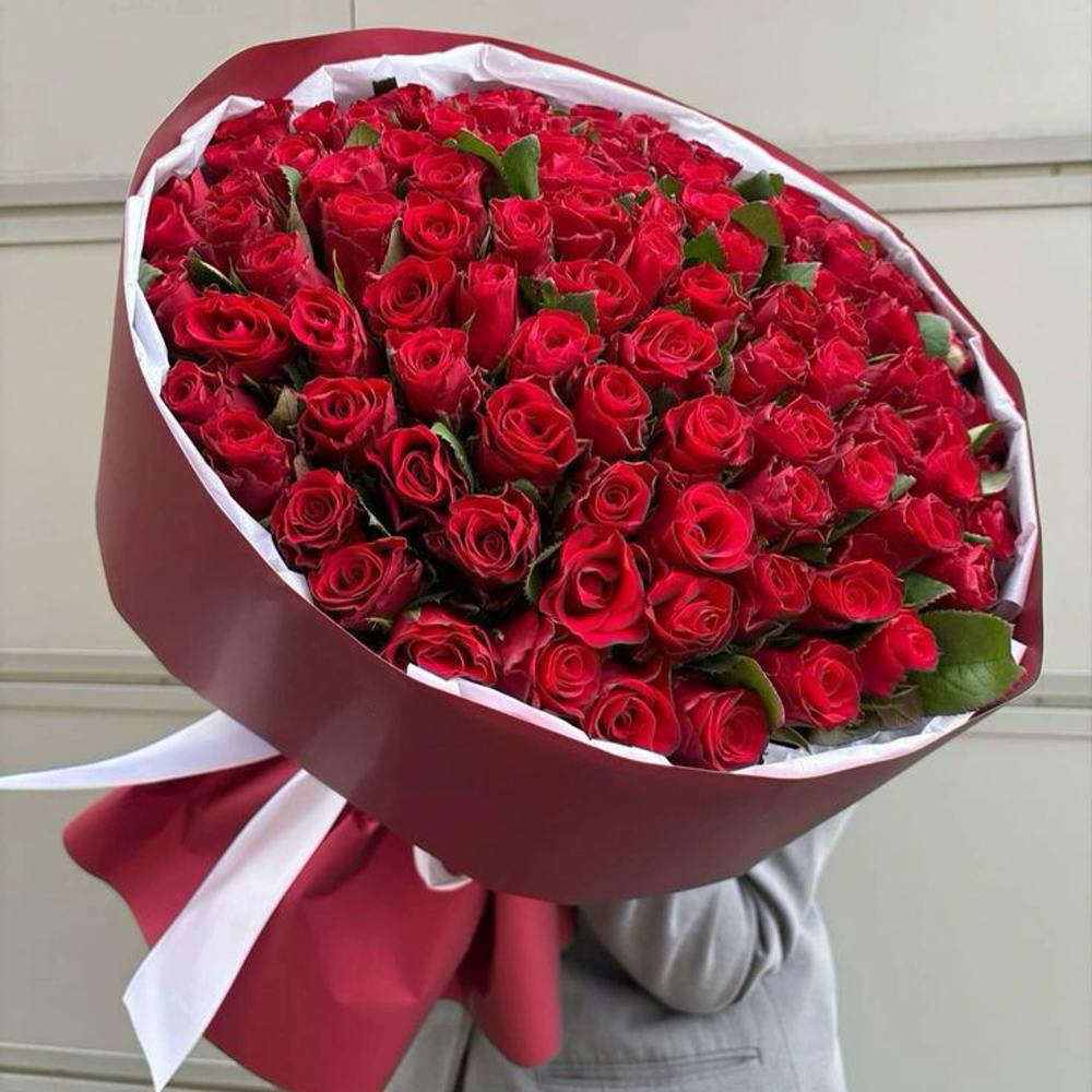 101 красная роза Premium 50 см