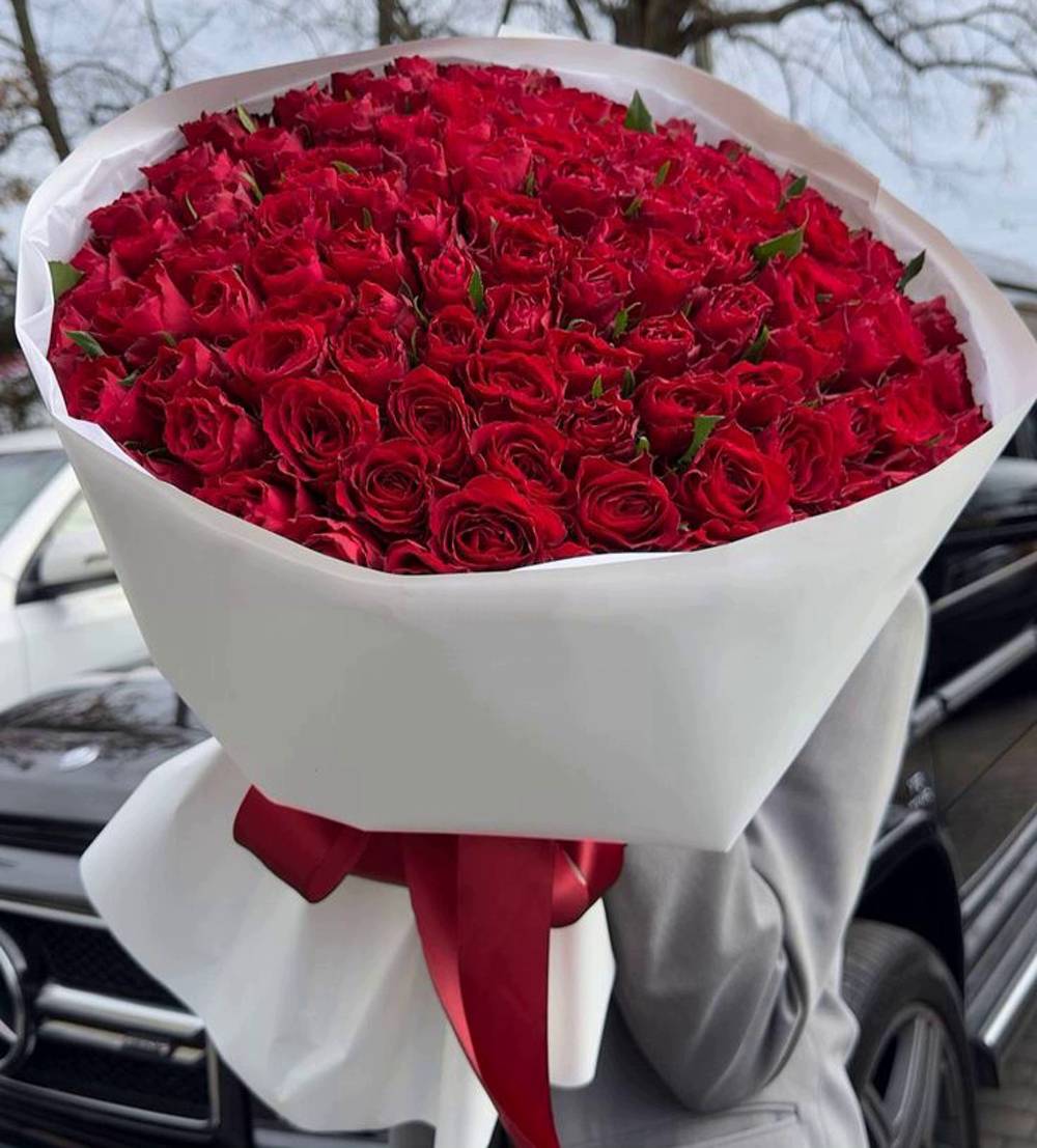 101 красная роза Premium 50 см